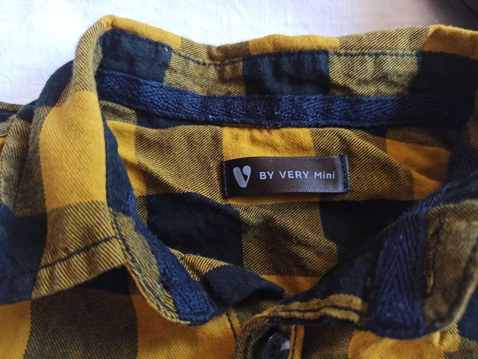 Koszula w kratę granatowo-żółta długi rękaw firmy Very r. 104/110