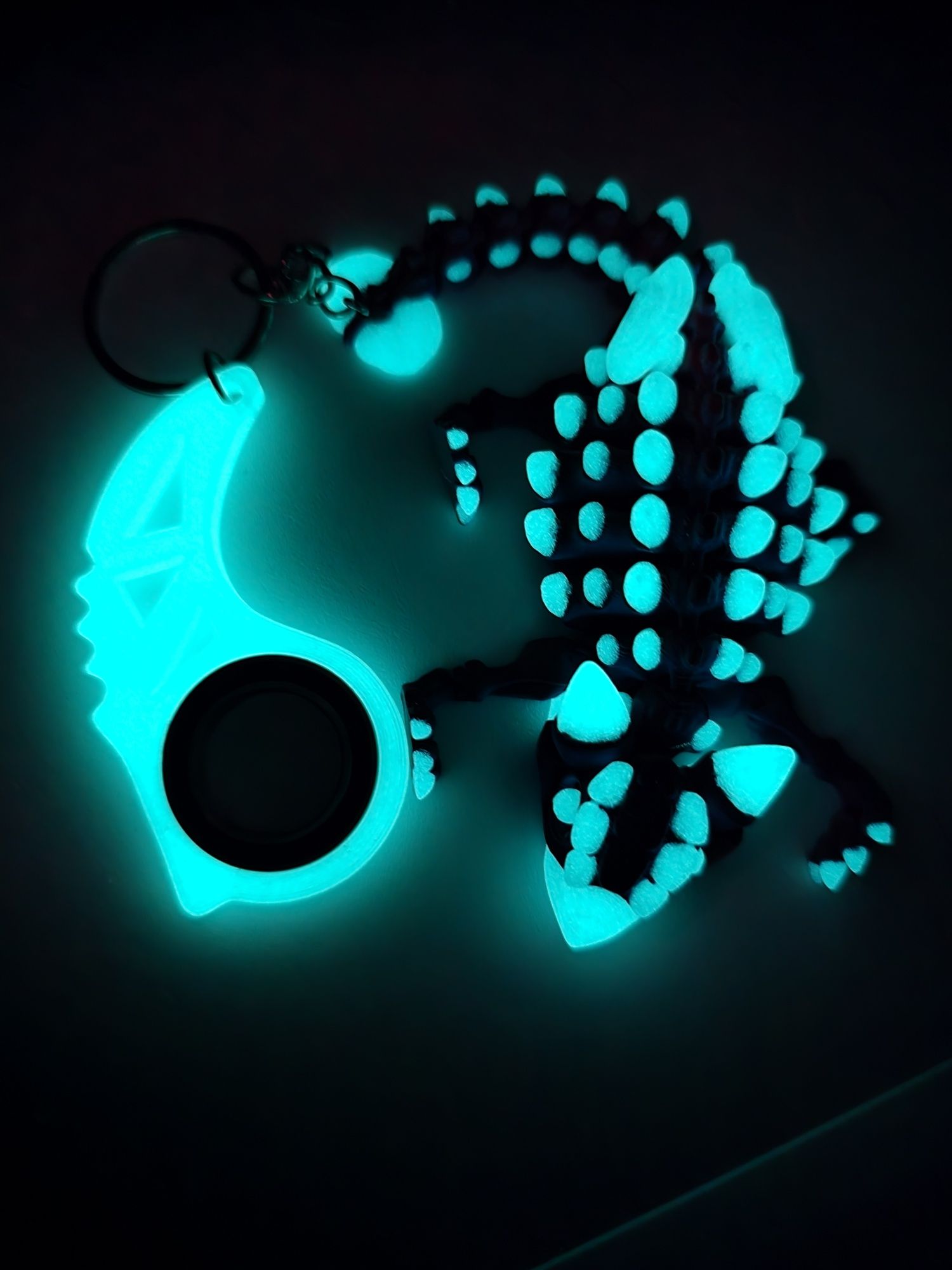 Świecący Keyspinner + Ankylozaur 2w1- KeyRambit KeyFlipper Druk3d