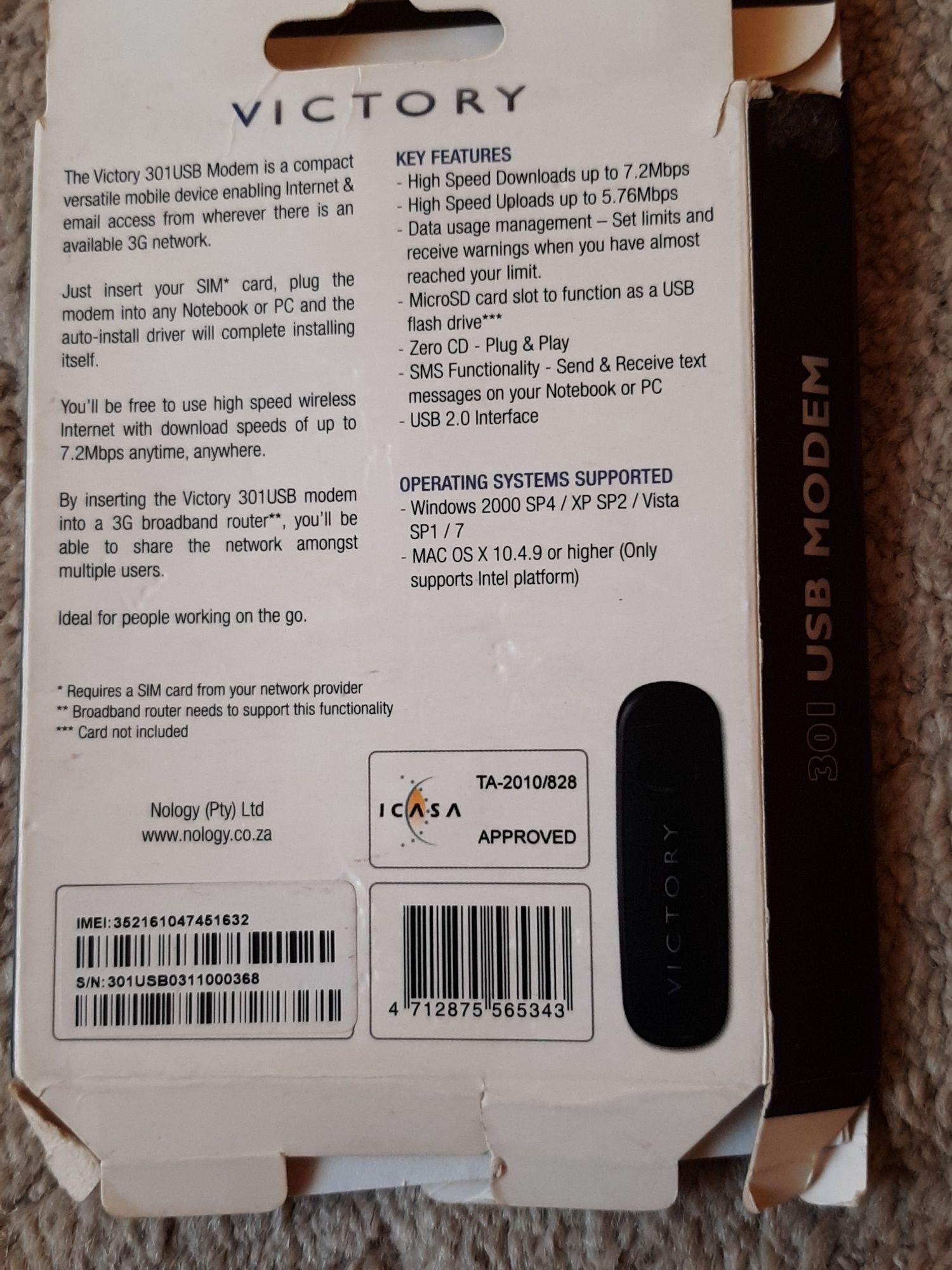 Modem Victory HSDPA/HSUPA/3G/Edge/GPRS