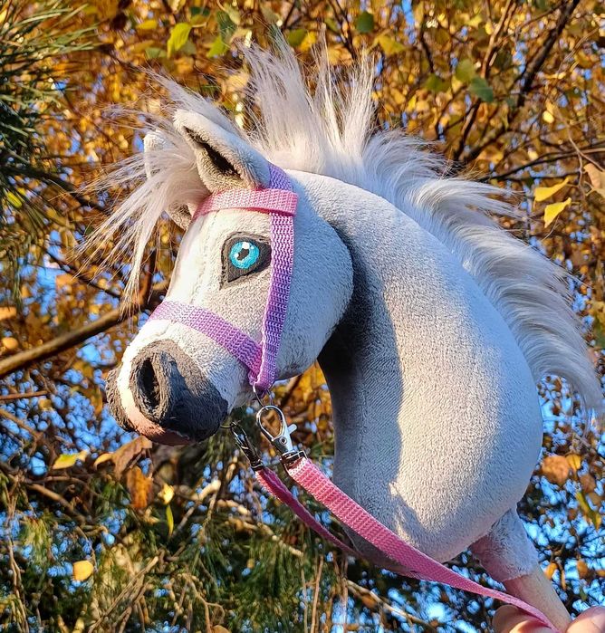 Uroczy Konik Hobby Horse Źrebak A5 + sprzęt siwy