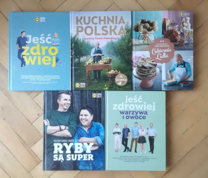 Książki kucharskie Lidl Kuchnia Polska Ryby Cukiernia Warzywa i Owoce