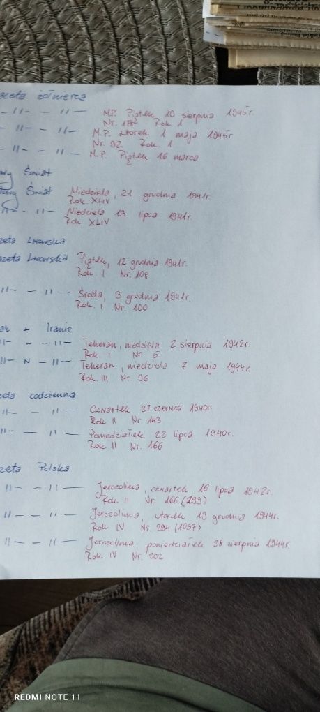 Gazety z okresu II Wojny Swiatowei