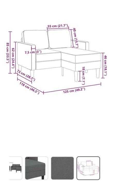 Sofa 2-Seater L-Shape