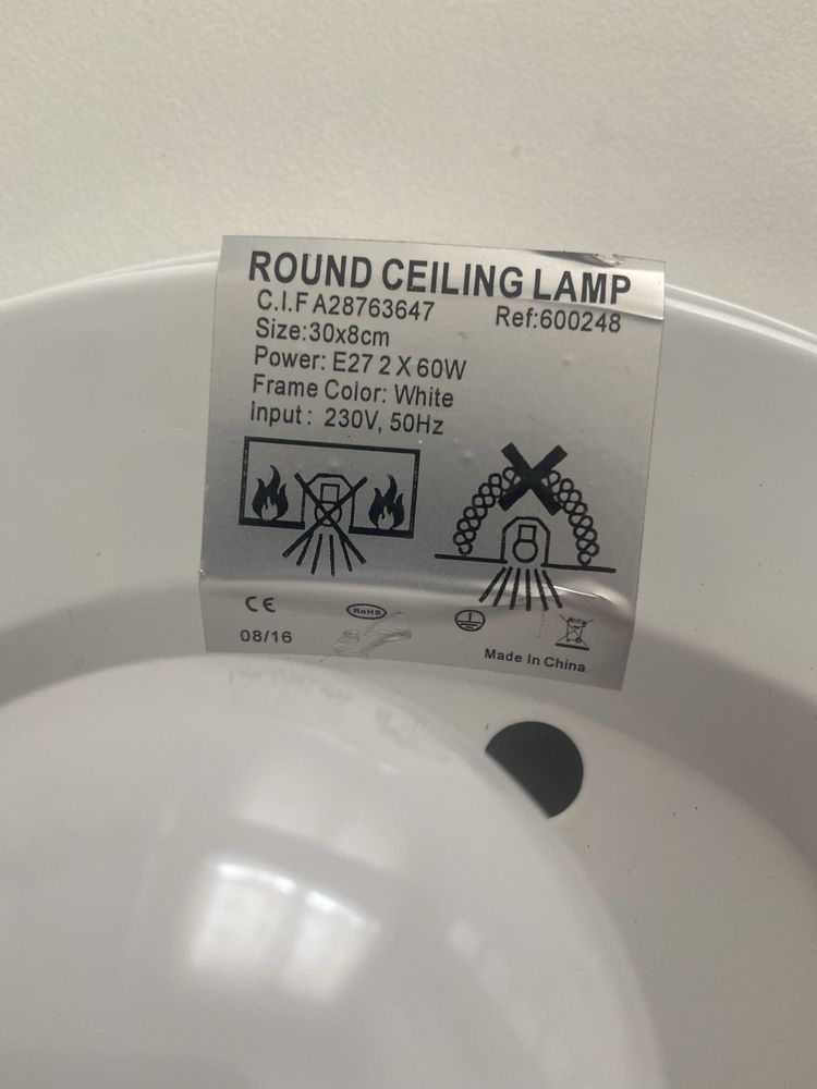 Candeeiro de teto em vidro com 2 lâmpadas led