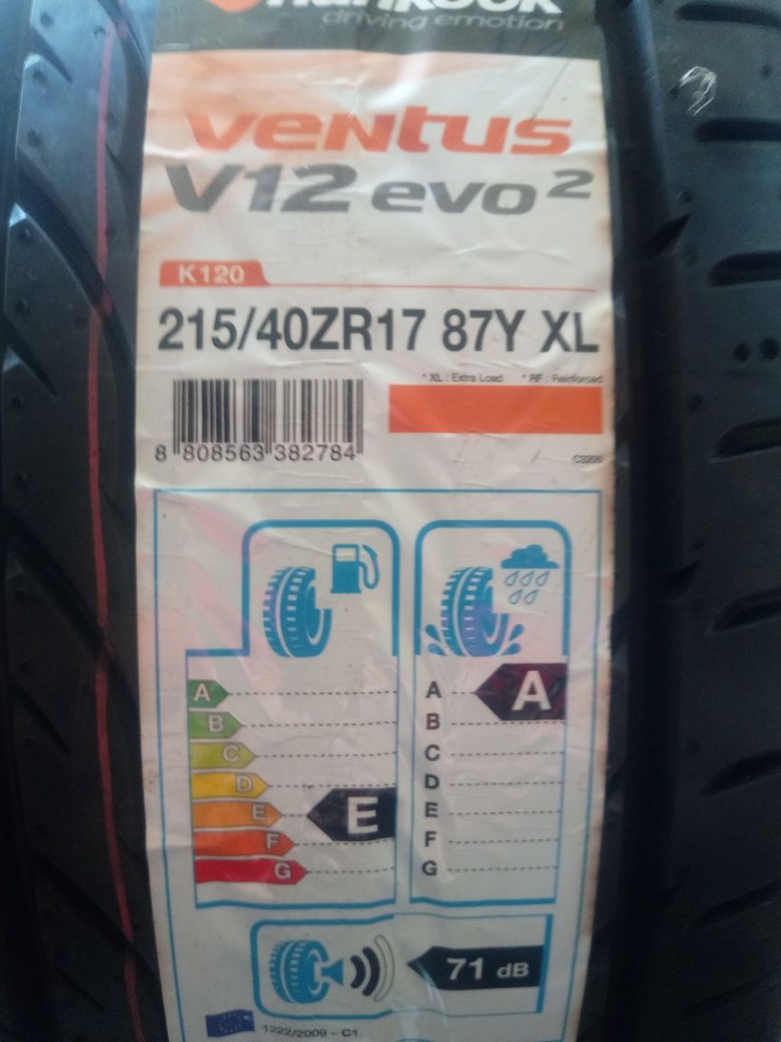 Opona 215/40R17" Hankook Ventus V12 evo2 pojedyńcz nowa