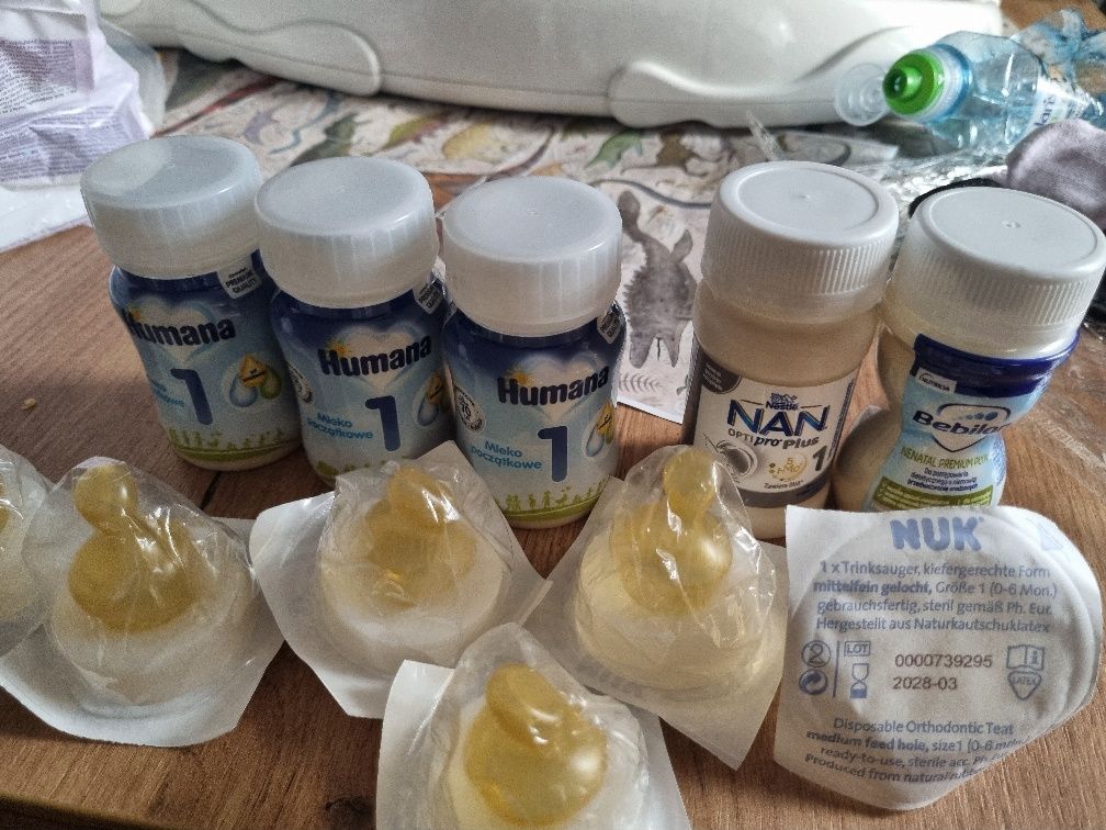 Mleko mix humana1 X3, Nan opti pro plus, Bebilon nenatal, smoczki nuk