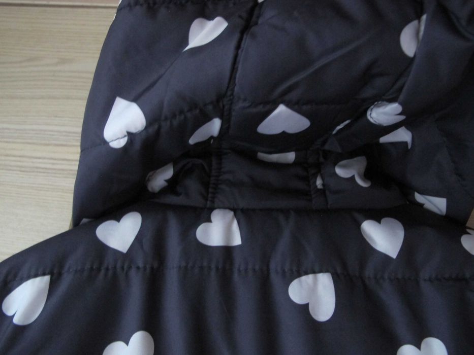 kurtka zimowa dziewczynka 116/122 granat serduszka 5.10.15 zima ciepła