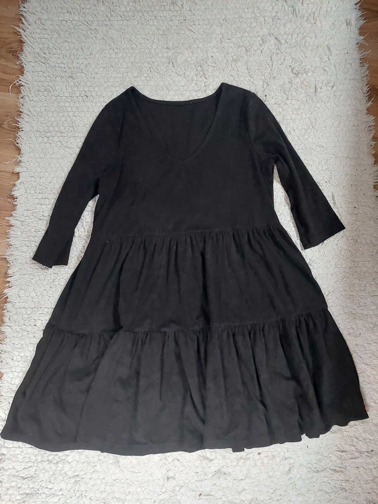 Sukienka czarna falbany, roz S, firma Reserved