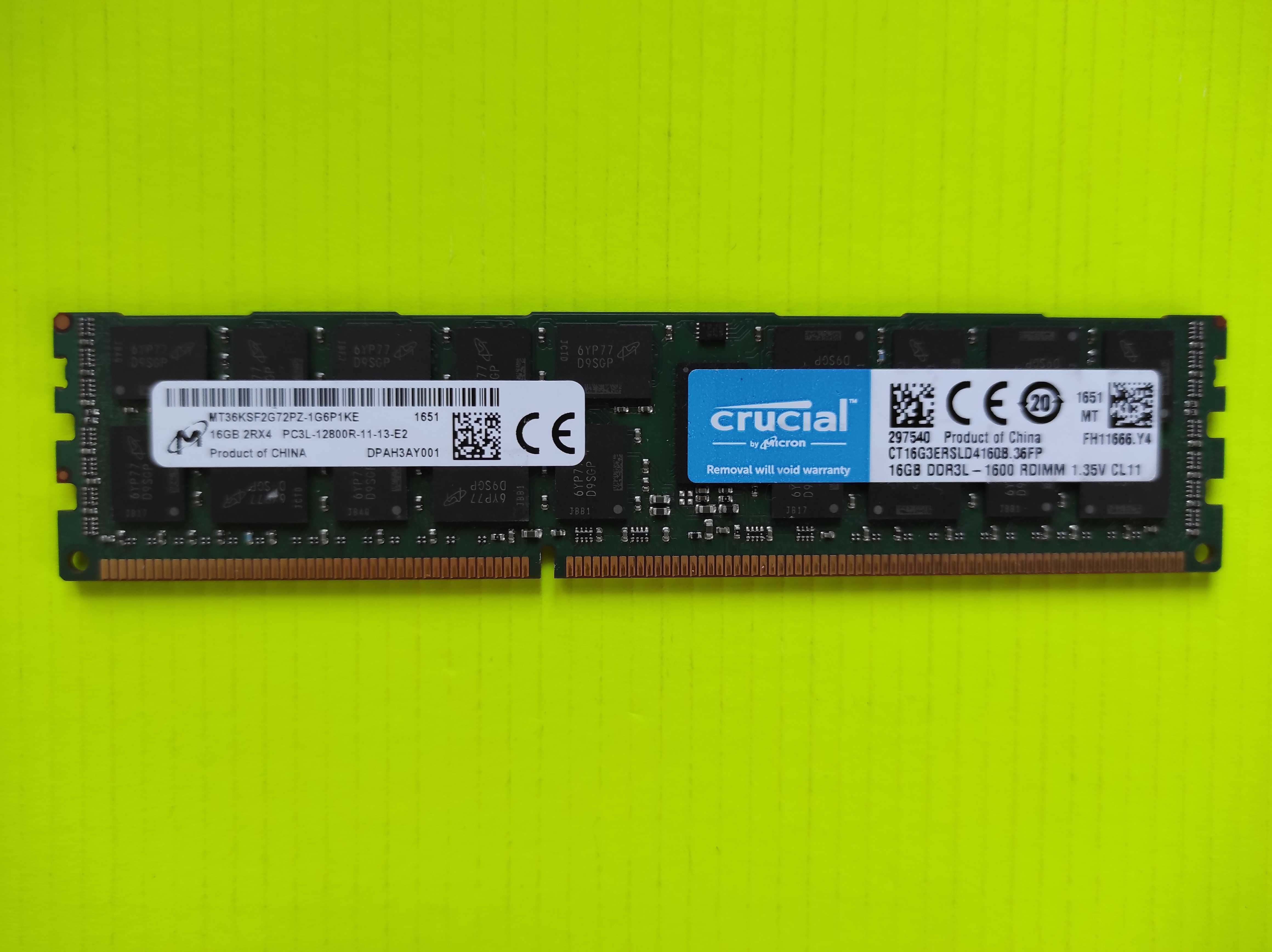 Micron 16GB ECC DDR3 1600 PC3-12800R Reg серверная