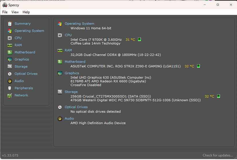 Komputer i7 9700k Z390-E GAMING RX 6600 32GB RAM WINDOWS 11