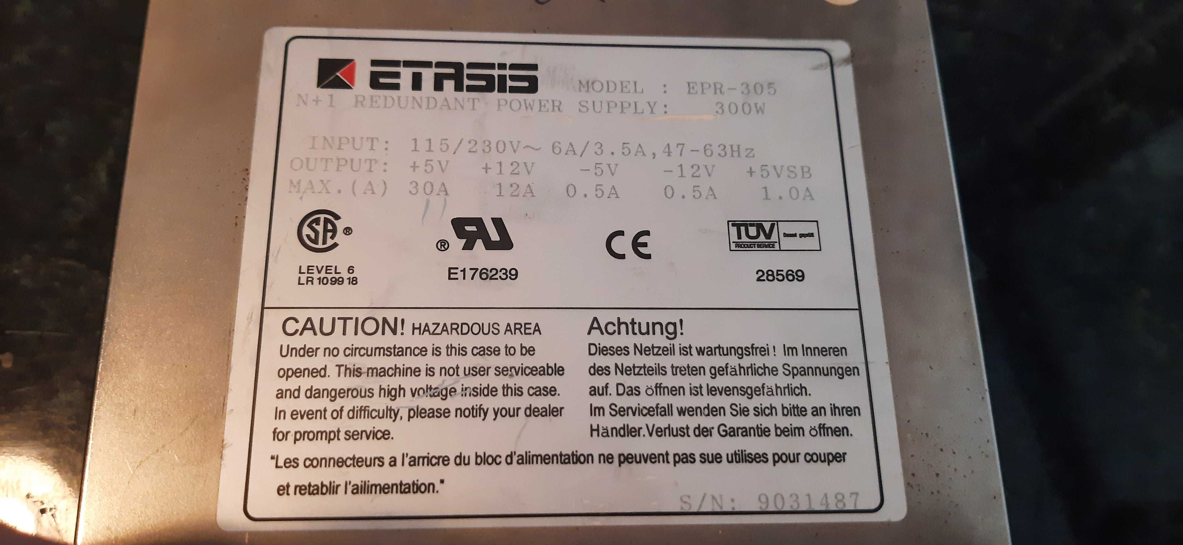 Zasilacz serwerowy hot-swap ETASIS EPR-305