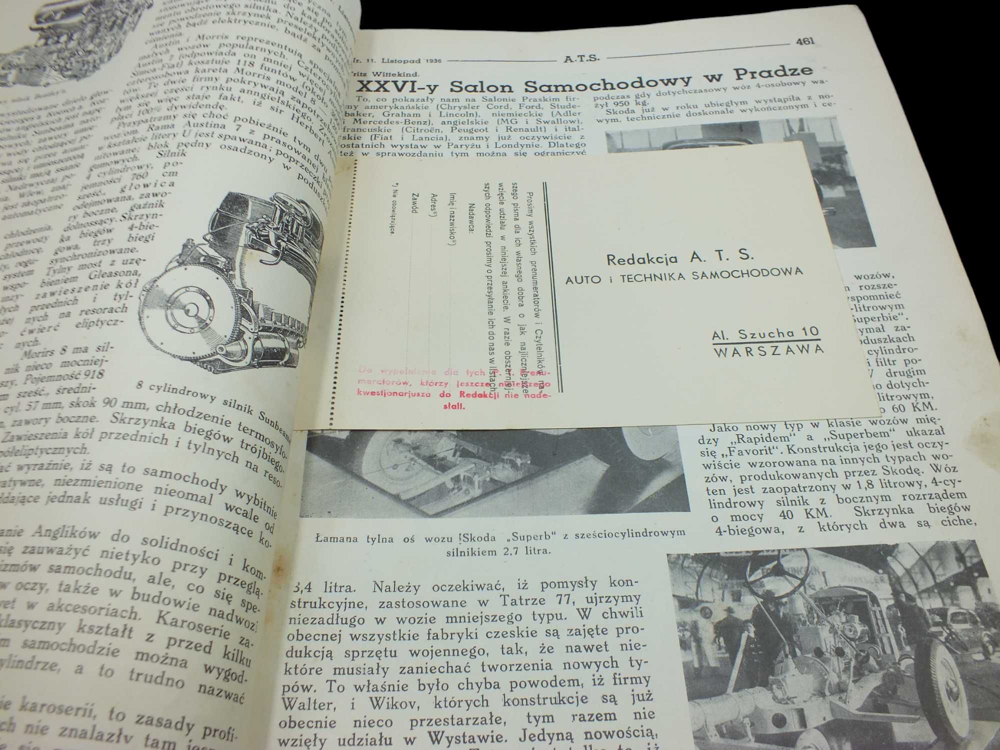 Gazeta Miesięcznik  Auto Technika Samochodowa 1936 r L