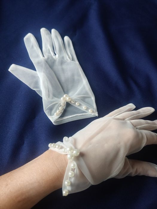 Rękawiczki tiulowe, ślub, sesja. Nowe.