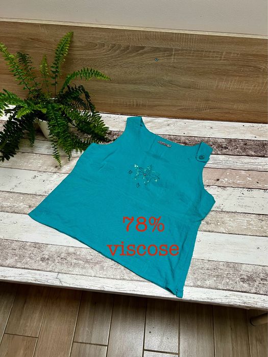 Bluzka z wiskozy, top, cekiny, plus size, 46