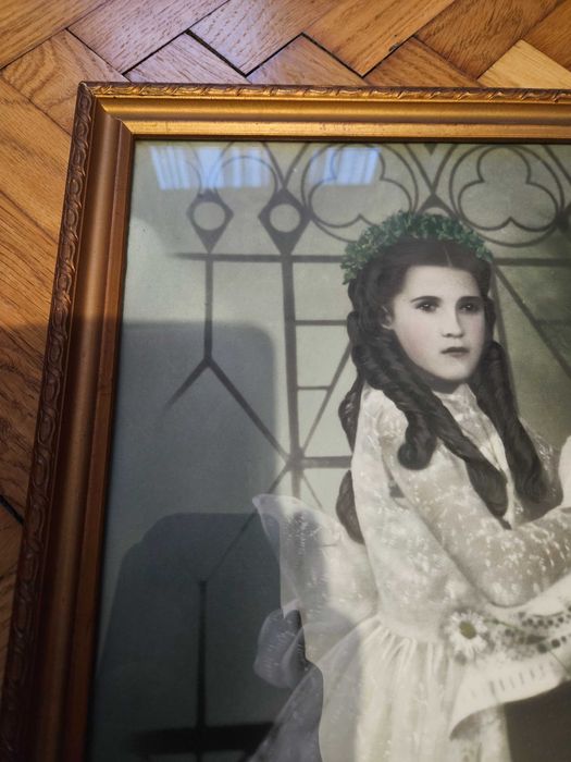 Stara rama, monidło obrazek komunijny lata 60