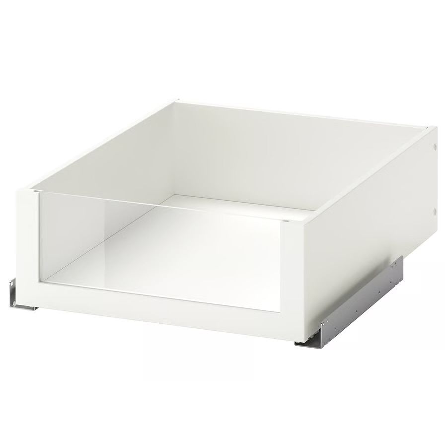 Szuflada ze szklanym frontem, Ikea Komplement, biały, 50x58 cm