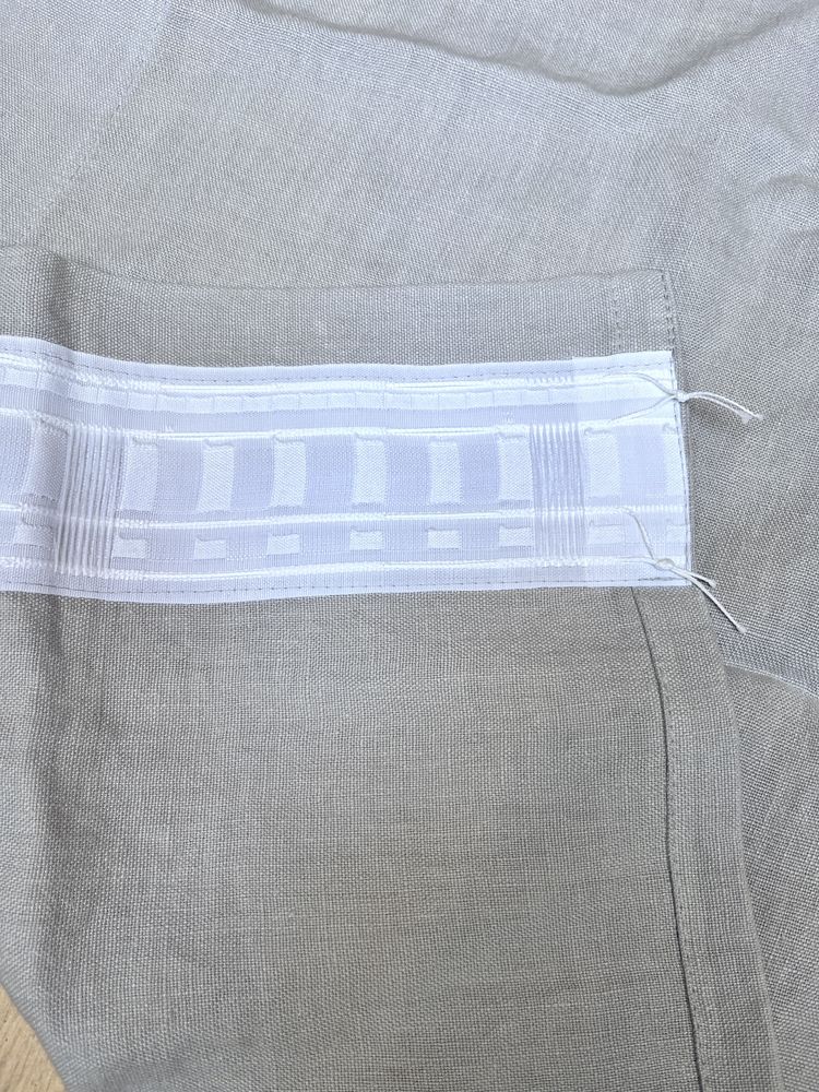 Zaslona lniana So linen jasno szara 160x165 z grzywką