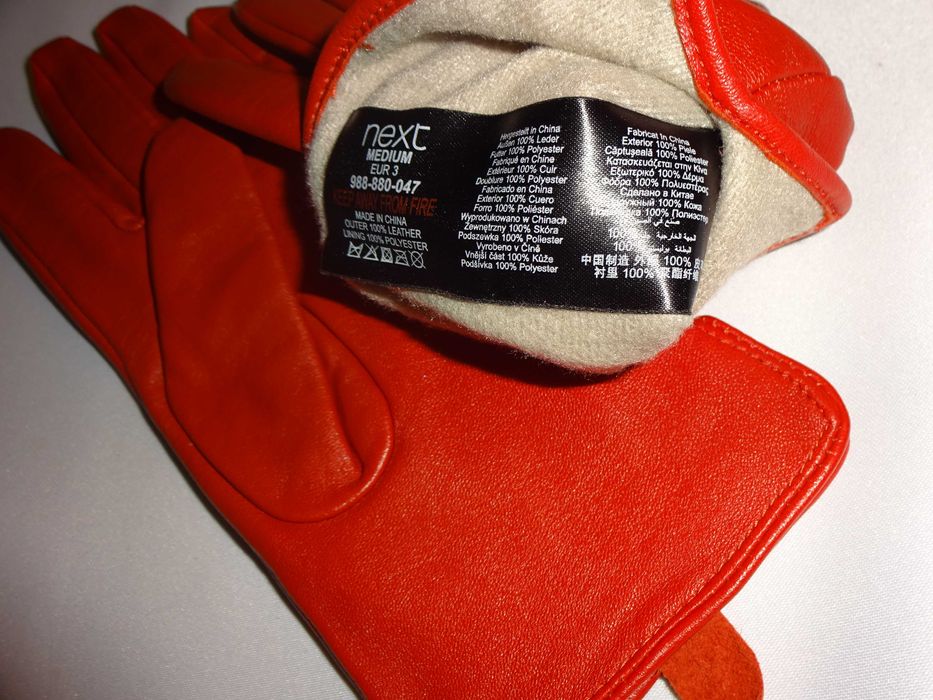 NEXT 100% Leather skórzane pięciopalczaste rękawiczki skóra r. M