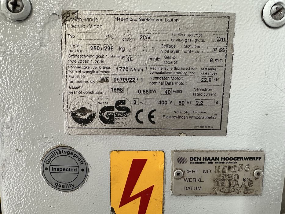 Wyciągarka Elektryczna 400V Pilot 250kg 25m