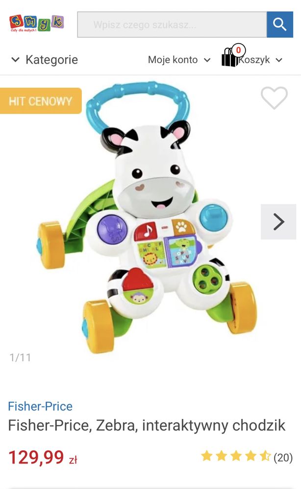 Fisher-Price, Zebra, interaktywny chodzik