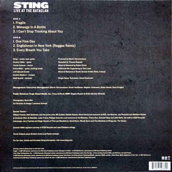 STING- Live At The Bataclan - LP-RSD- płyta nowa , zafoliowana