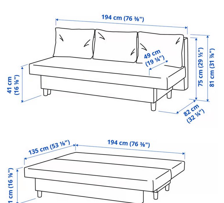 Sofá-cama 3 lugares IKEA