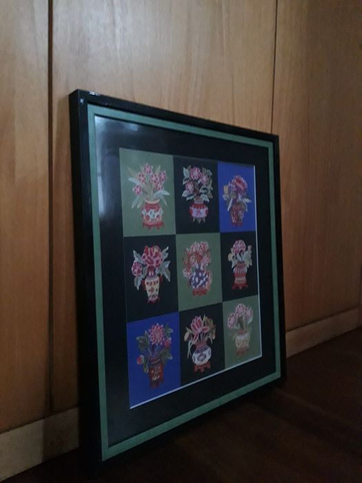 Quadro emoldurado com 9 recortes chineses tradicionais