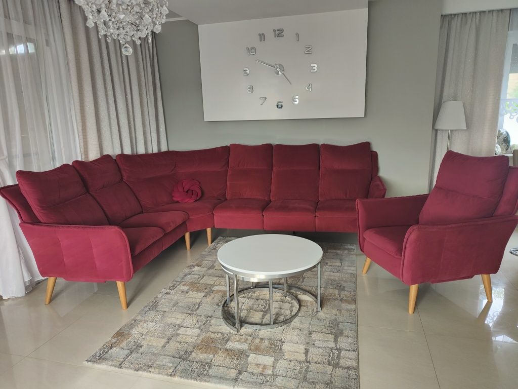 Narożnik i fotel rozkładane Etap Sofa fuksja