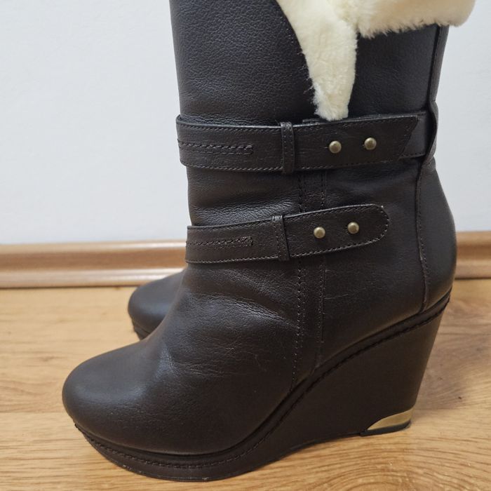 Buty botki skórzane Bata 37 na platformie jak nowe