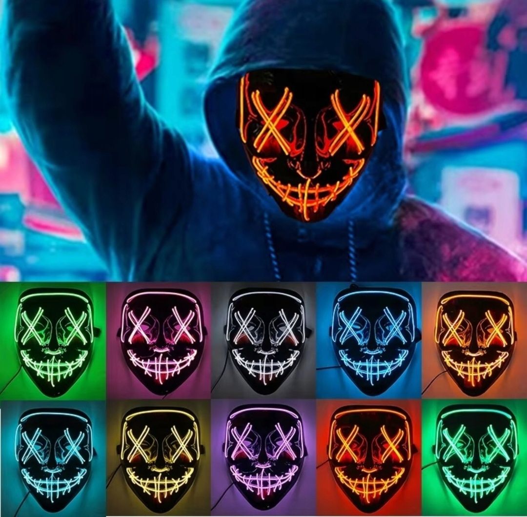 Maska LED świecąca na halloween horror party przebranie