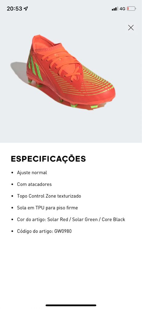 Chuteiras futebol Adidas Novas! Tamanho 36
