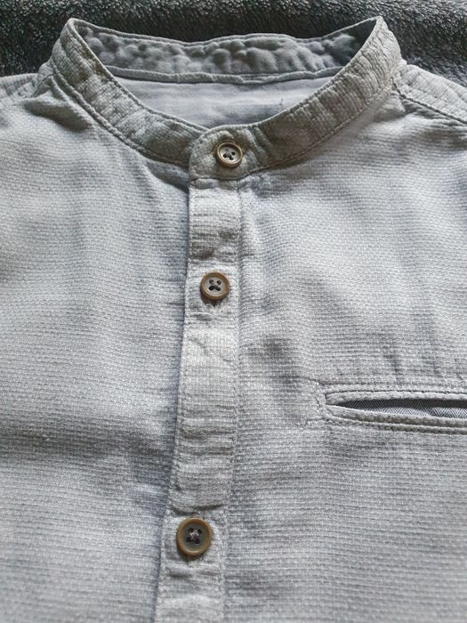 Koszula elegancka ze stójką bawełniana beżowa Zara Boys 116/122cm