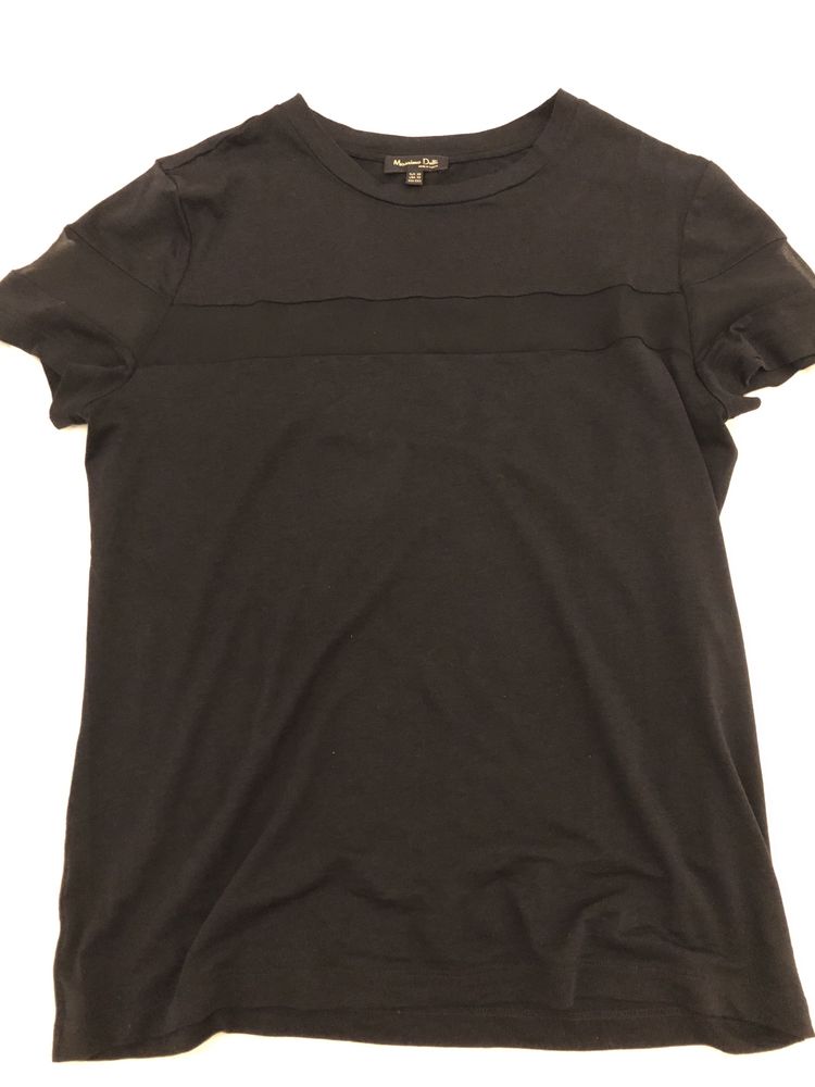 T-shirt preta com transparência Massimo Dutti XS