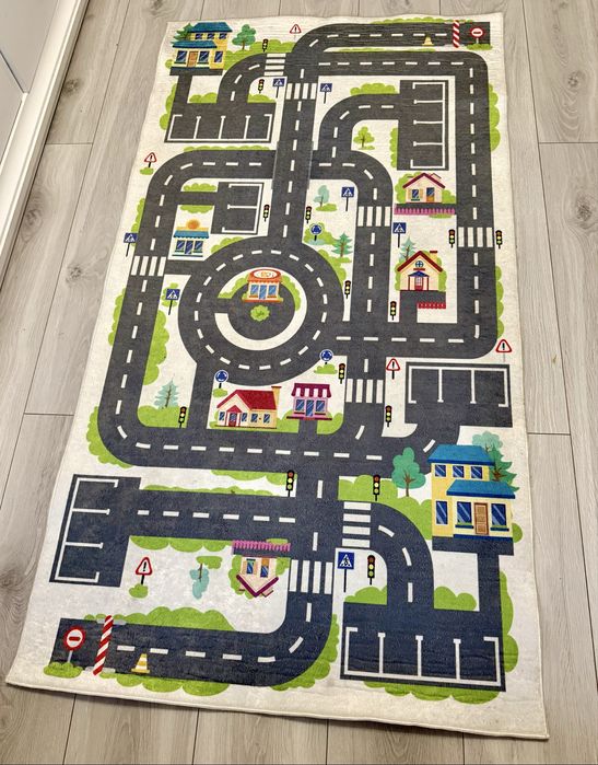 Dywan ulica droga 150x80 dla dziecka auta domy