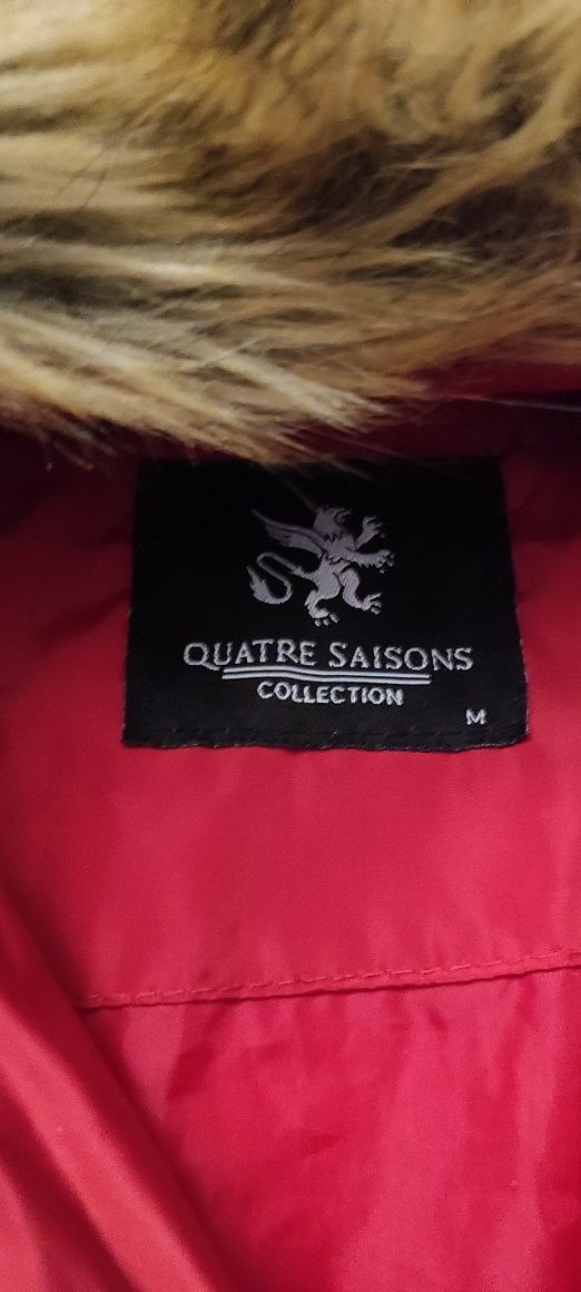 Czerwona burgundowa kurtka płaszcz pikowana  M 38 quatre saisons
