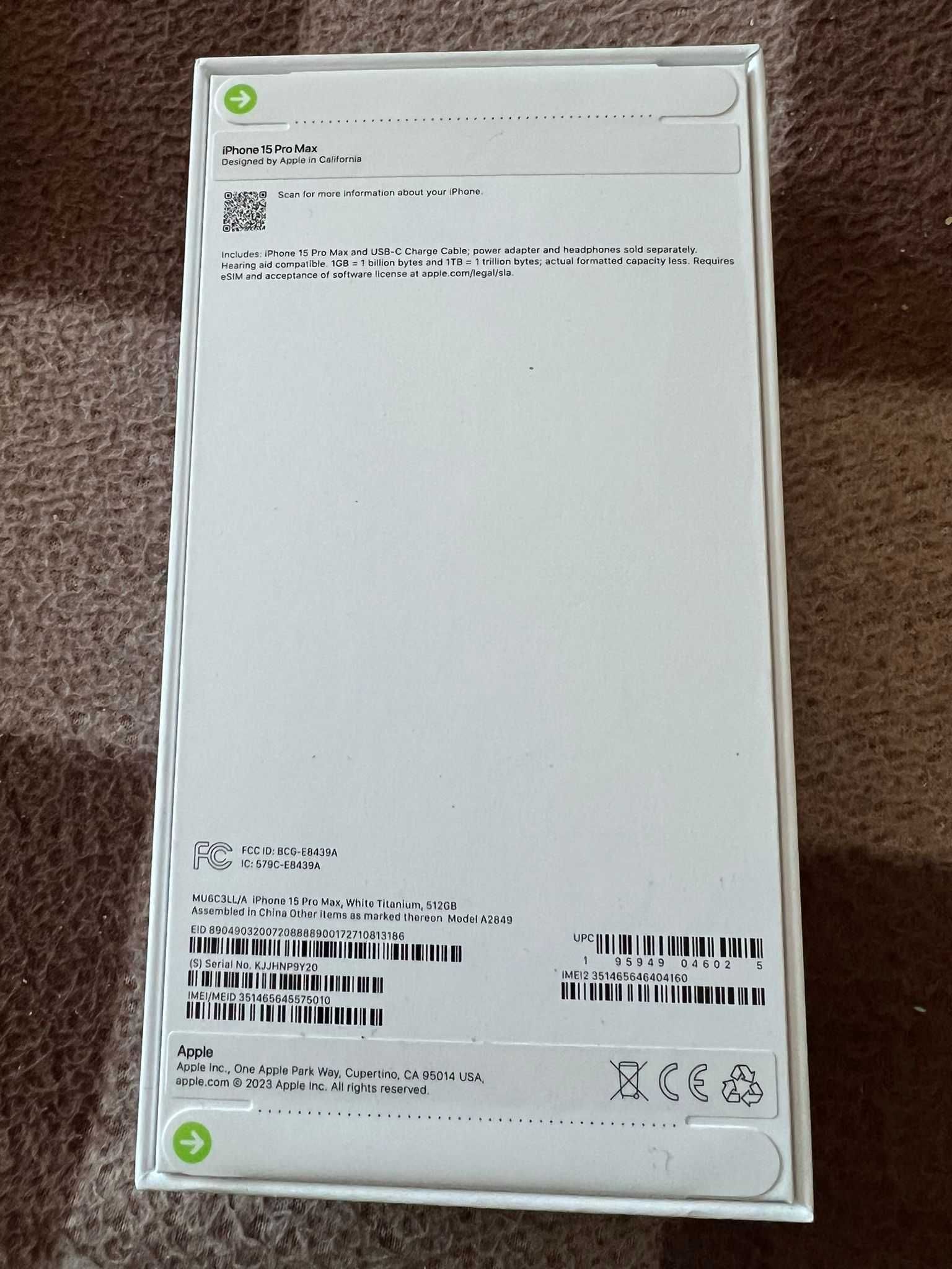 iPhone 15 Pro Max 512GB Biały lub Czarny Tytan Pudełko Nierozpakowane