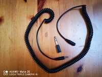 Kabel sluchawkowy vintage, sprezynowy, 3,5mm - 3,5mm + adapter 6,3mm