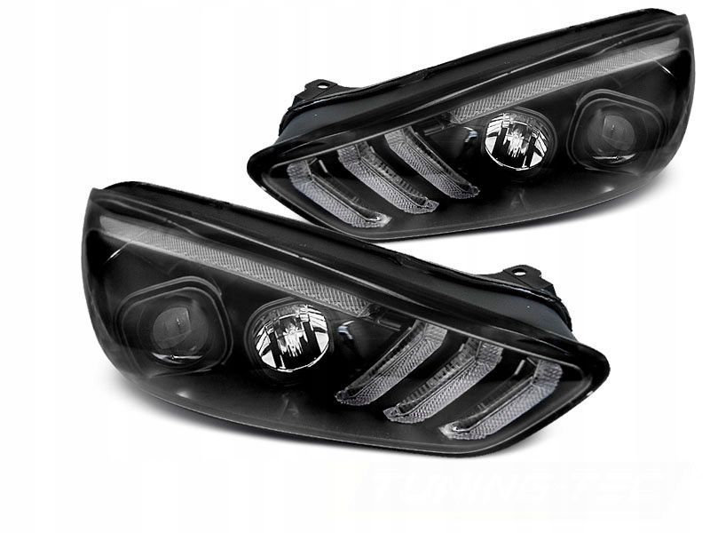 lampy ford focus mk3 15-18 black led drl seq