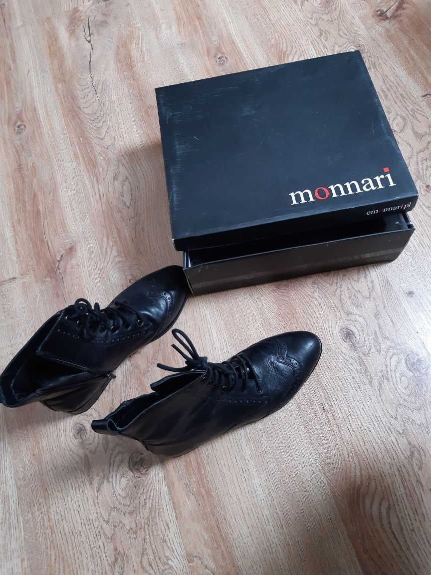 Nowe buty kozaki, botki r.38 czarne półbuty monnari skóra