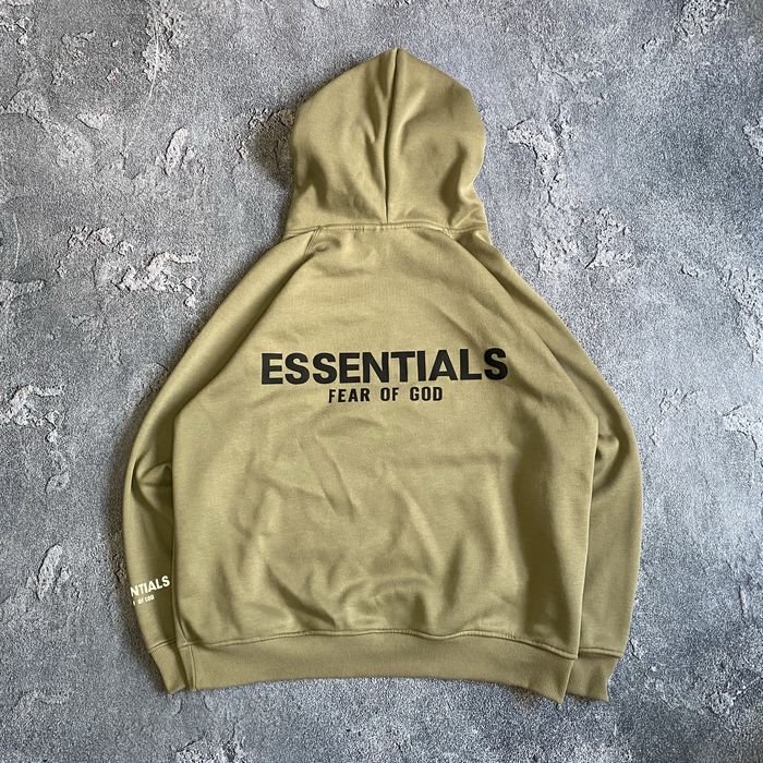 Худі від essentials fear of god BIG center logo у пісочному кольорі