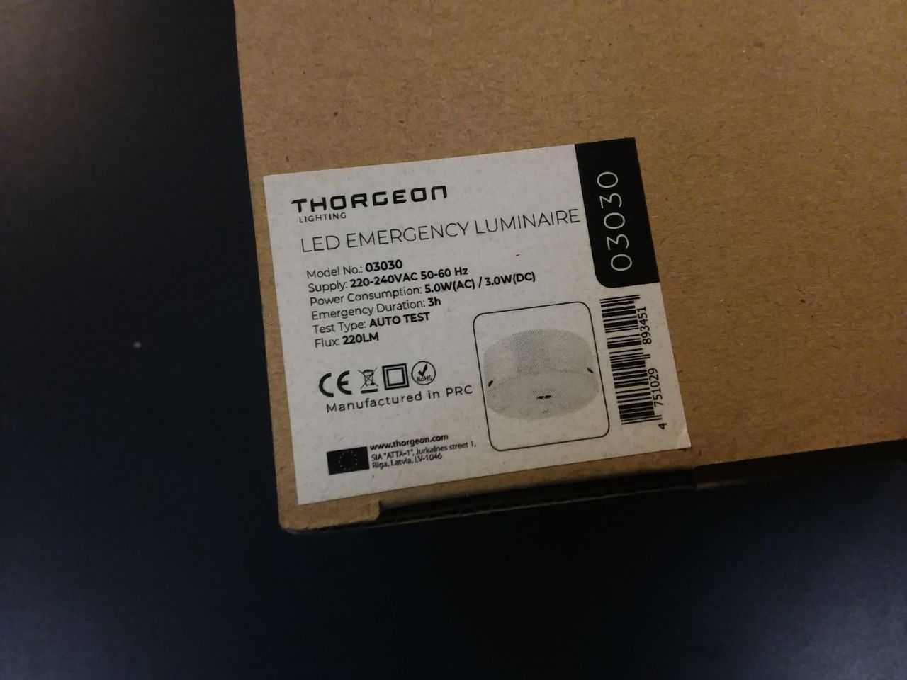Led Emergency Luminaire THORGEON 03029 + 03030 (cena za 2 szt)
