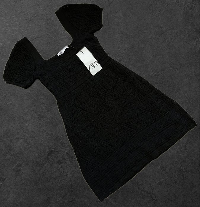 Нова чорна в’язана сукня міні сарафан з квадратним вирізом Zara