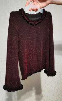 Elegancka brokatowa bluzka dla dziewczynki r. 128-134 długi rękaw