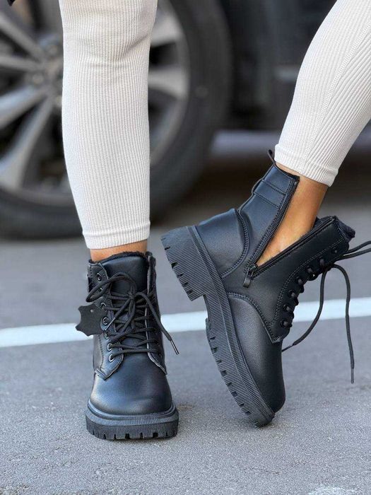 Черевики жіночі чорні (36-41) хутро осінь-зима, ботинки женские мех