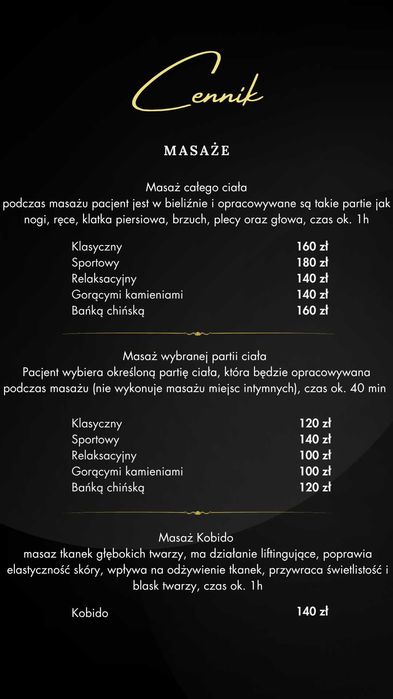 Masaż Kobido, klasyczny i inne