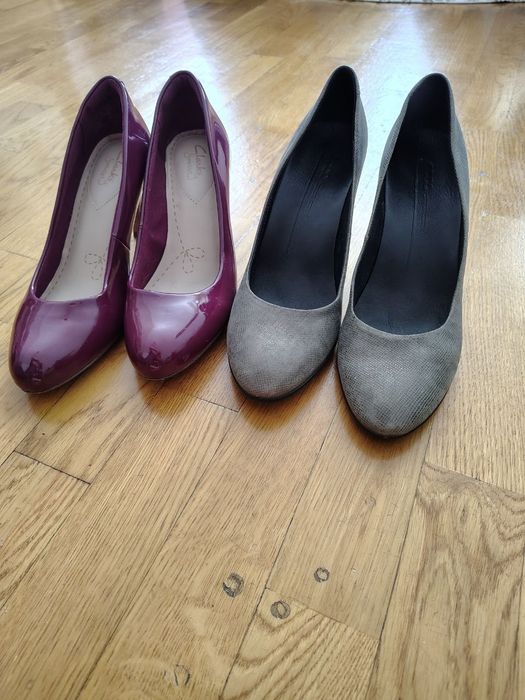 Туфлі ecco сірі 37 р., бордові Clarks 37,5 р.