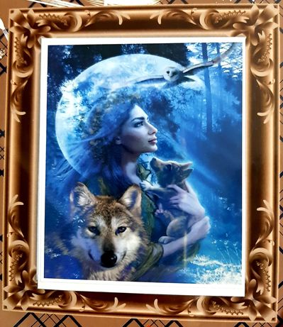 Картина по номерам 30×40 см Девушка и волк