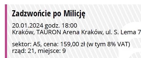Bilet na koncert „Zadzwońcie po Milicję” Kraków 20.01.2024