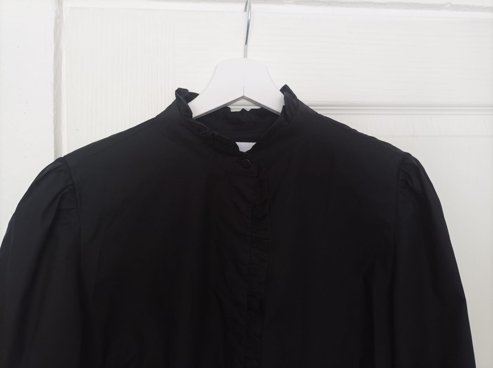 Lux bluzka premium falbanki M L czarna długi rękaw falbanka falbany 40