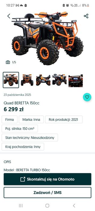 Quad beretta turbo 150cc XXL jak nowy